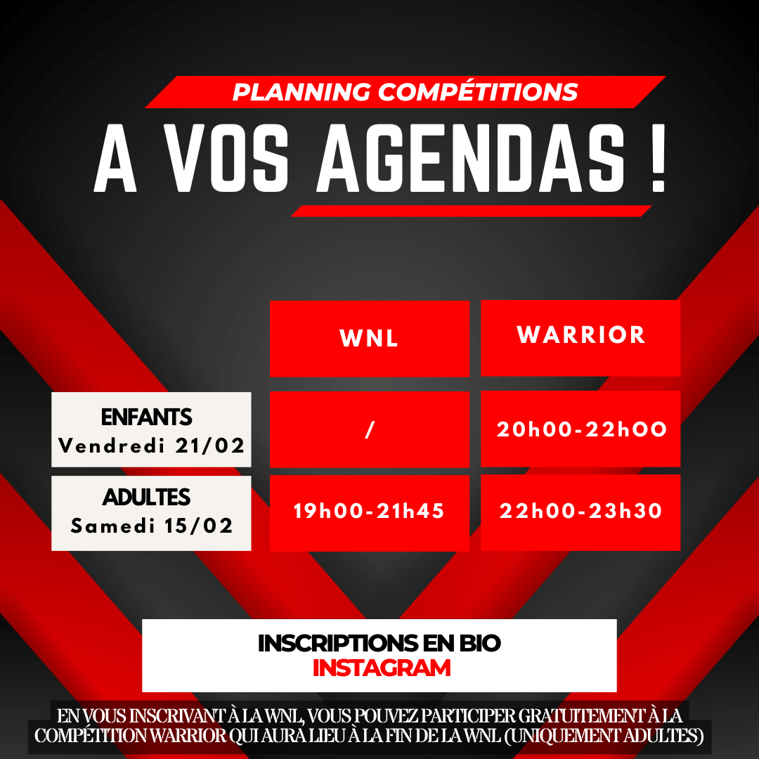 À vos agendas : Compétitions Warrior Adventure Lyon en février !