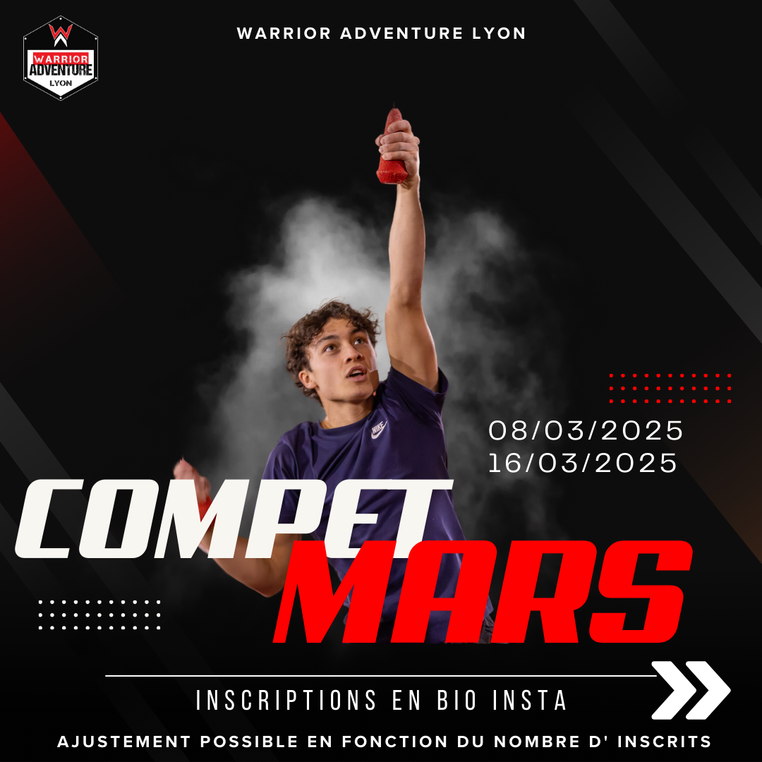 Participez aux compétitions Ninja Warrior en mars chez Warrior Adventure Lyon !