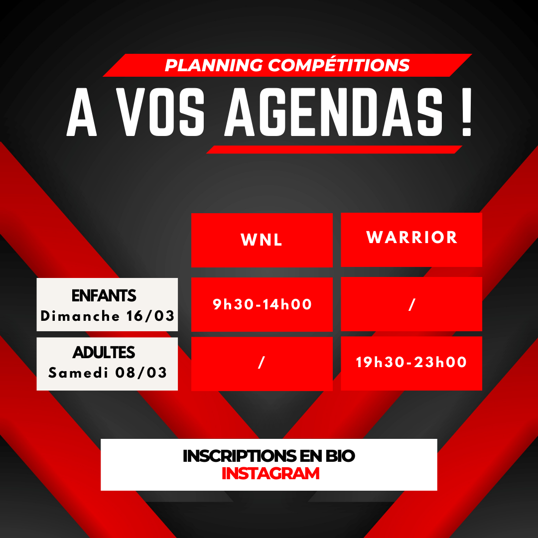 Participez aux compétitions Ninja Warrior en mars chez Warrior Adventure Lyon !