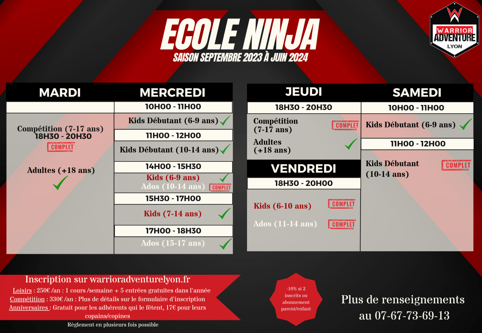 Programme de l'école ninja 2023/24