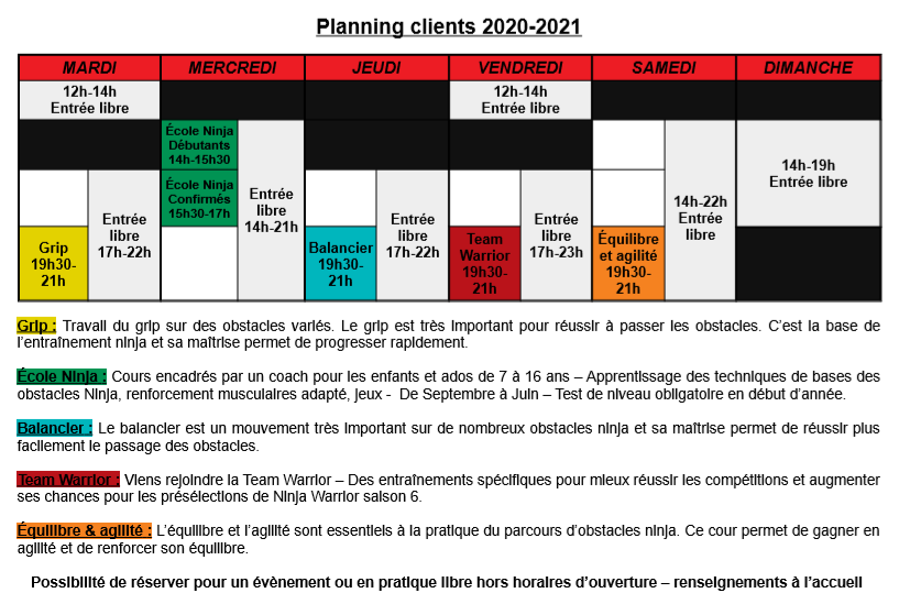 Cours Ninja Warrior enfants