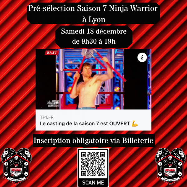 Pré Sélection Ninja Warrior saison 7 le 18 décembre 2021